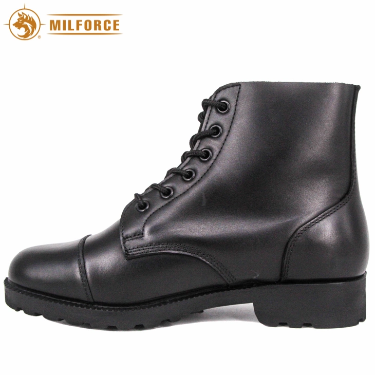 Suministro de fábrica de botas de cuero plena flor negro Stab-Resistant tobillo botas militares