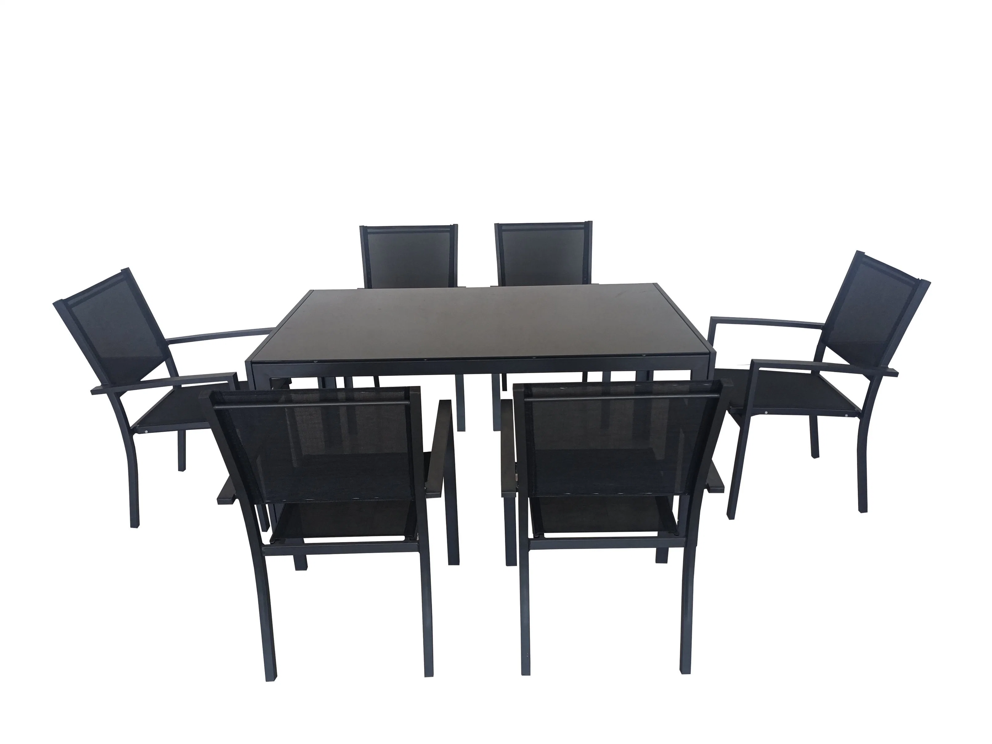 Stock Outdoor Garden Furniture Sets Textilene Dining Table and Chairs 7PCS