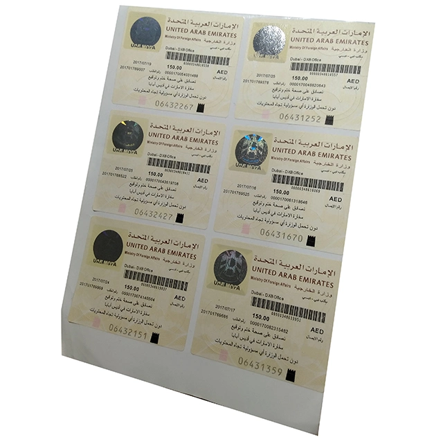 Sello postal Seguridad impresión Sello de papel Sello de impuesto pegatina
