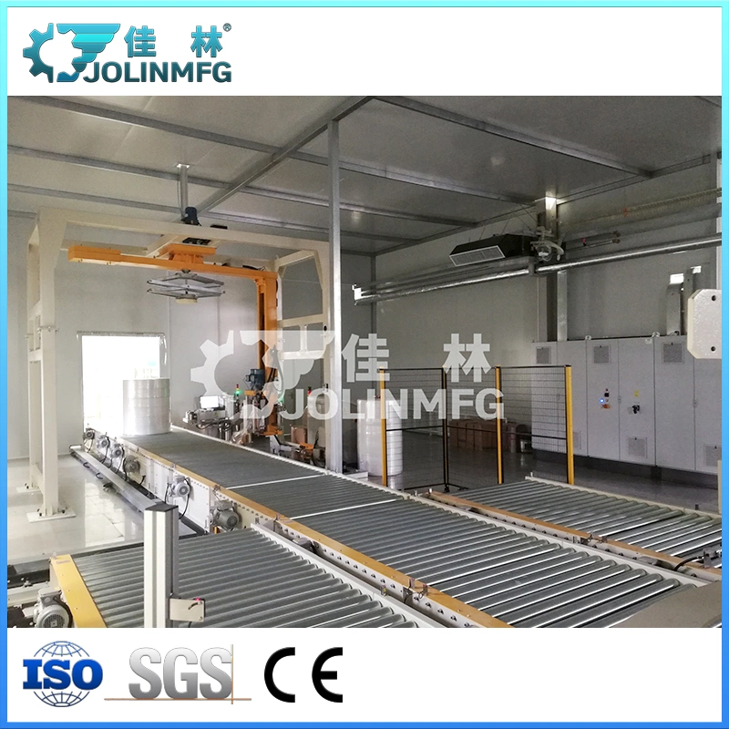 Automatic Non Woven Fabric Stacking Palletizing Packing Line Roll Wrapping Line