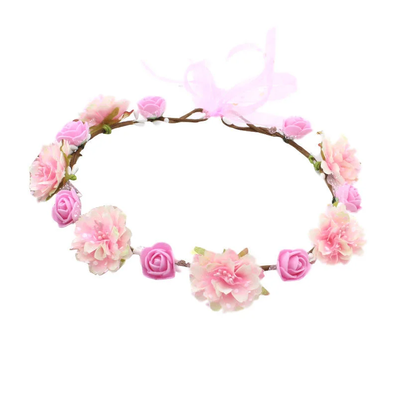 Girls Wreath Crown Flower Crown Floral Headband Wedding Hair Wreath Photo Props