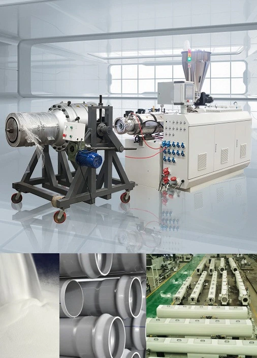 Plastic Electrical Conduit Water Supply Drainage Sewer UPVC CPVC PVC Pipe Hose Tube Extruder Extrusion Extruding Line Belling Machine