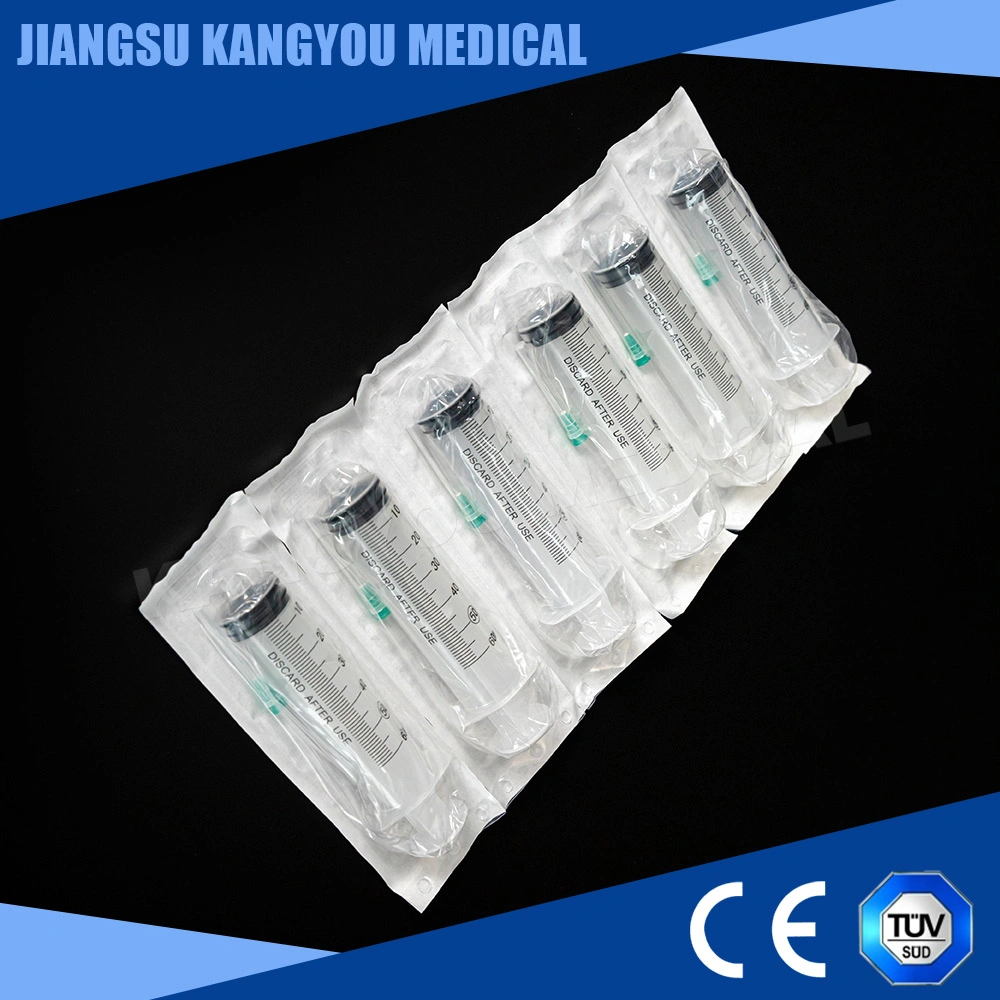 Medical Device 3-Part Disposable Plastic Injection Syringe with Needle Luer Slip or Luer Lock