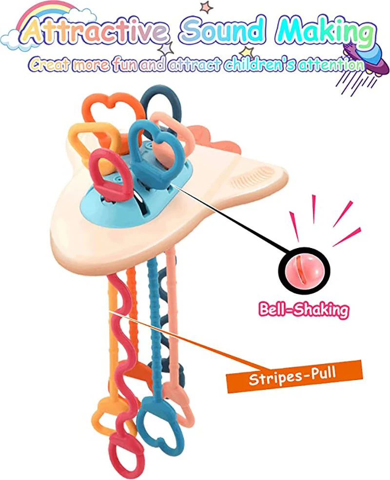 Jstar Custom Pull String Spielzeug Aktivität Juguetes Sensoriales Montessori Sensory Baby Soft Silikon Spielzeug für 6-12 Monate Geburtstagsgeschenke