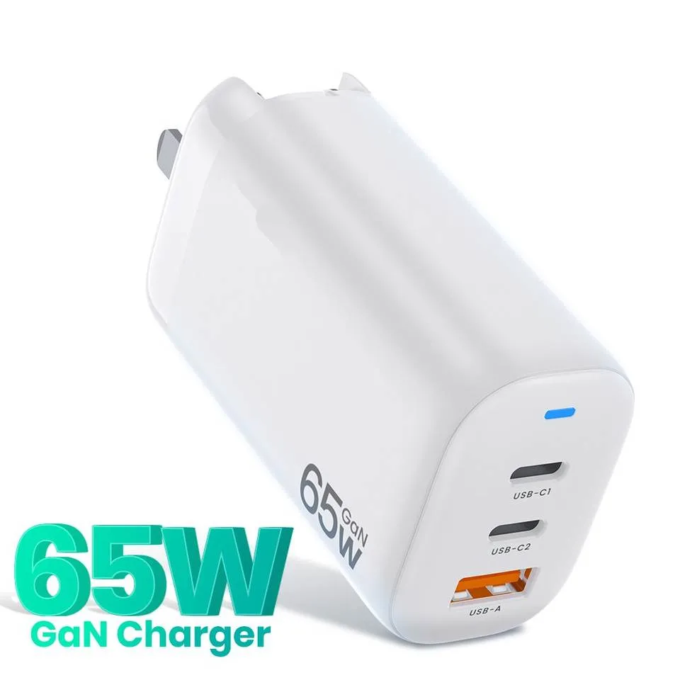 65W GaN Carregador Rápido substituível dobrável UK Us Ficha UE Tipo C PD+QC3.0 GaN multiportas carga rápida adaptador de parede