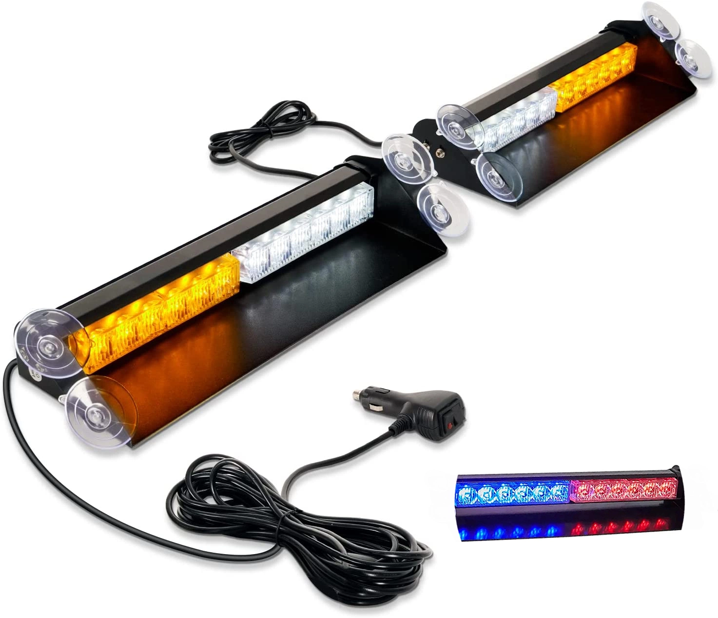 Feu clignotant de voiture 12 V témoin 8 LED d'avertissement d'urgence Témoin LED clignotant du pare-brise clignotant Rouge/blanc/Bleu pour auto