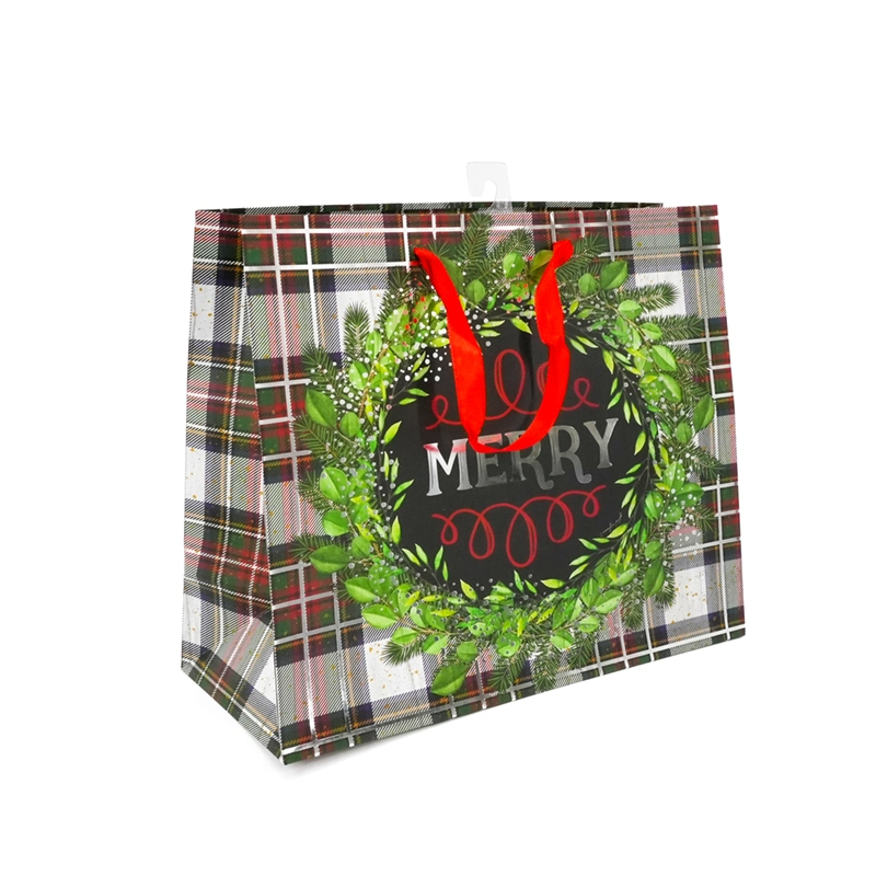 Green/ Red/Brown Kraft Paper Shopping Christmas Gift Packaging Bags Paper Gift Bag