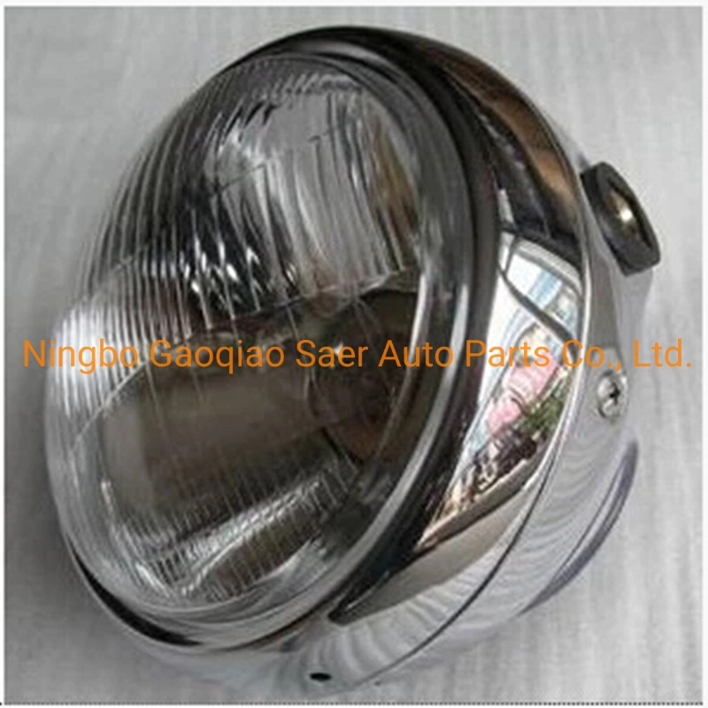 Universal Motorcycle Retro Silver Shell White Lens Headlamp Front Headlight for Gn125