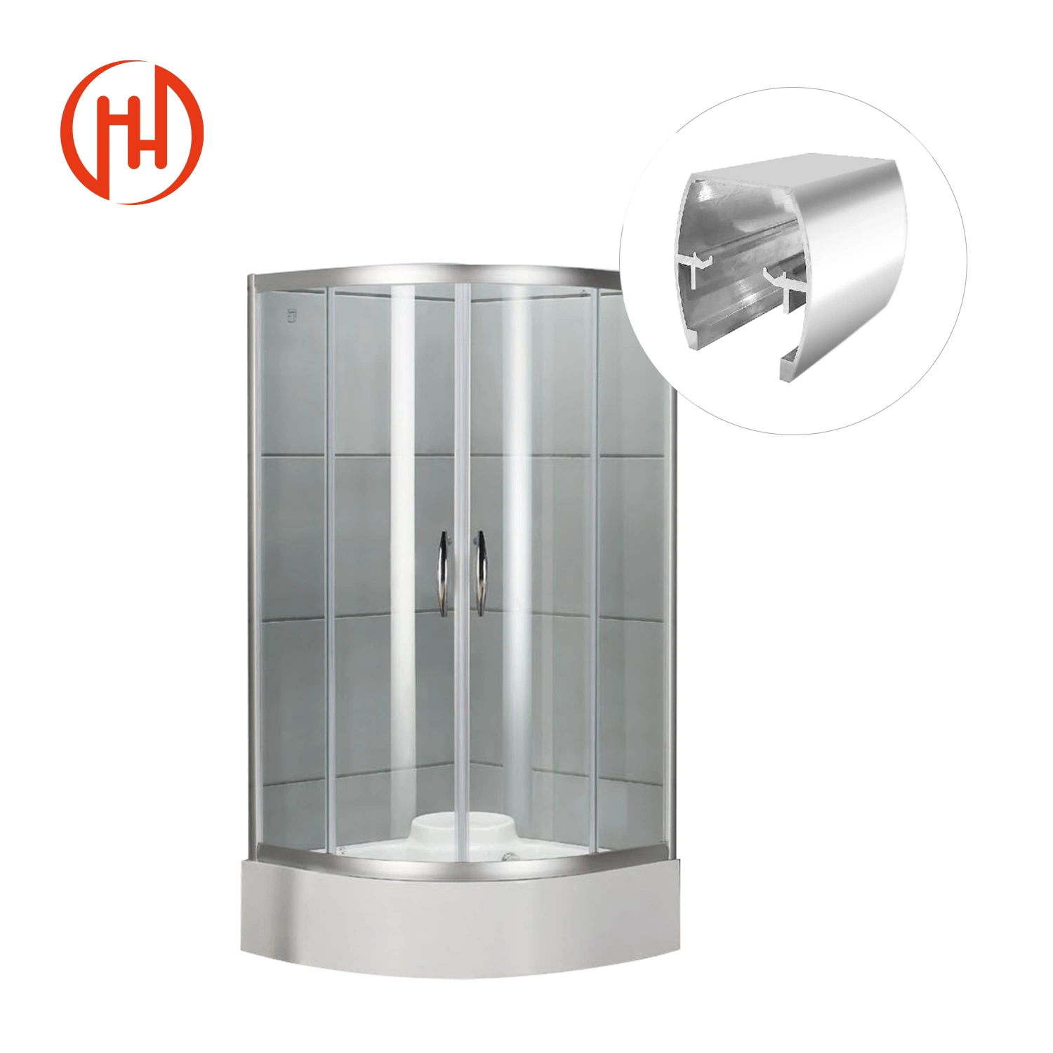 Châssis en aluminium portable la moitié de forme ronde cabines de douche salle de bain Salle de boîtier