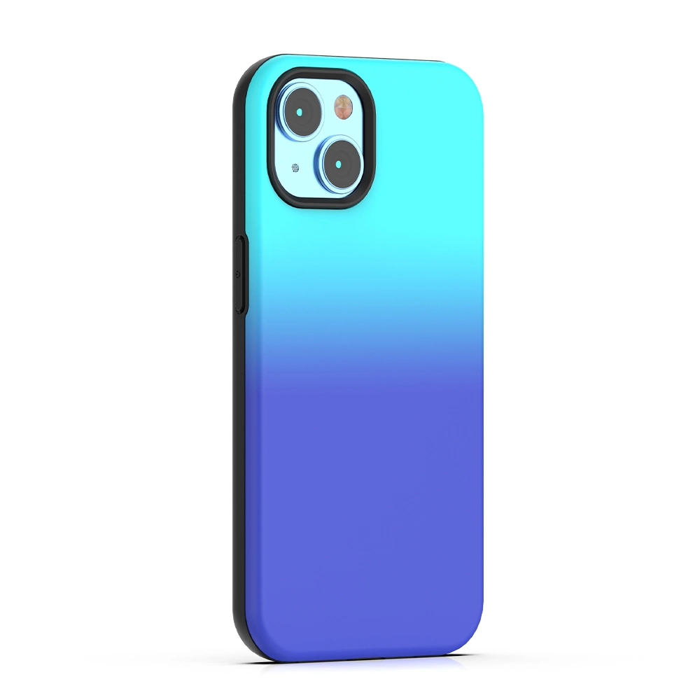 Nouveau style 2 en 1 Coque arrière mobile personnalisée à double dégradé de couleurs peintes pour iPhone 15 14 13 12 11 PRO Max Coque de téléphone portable en TPU PC antichoc combo