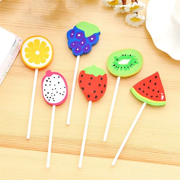 Promotional Cheap Price Kids Cute 3D Eraser Fruit Shaped Novel Rubber Erasers for Students Stationery Set