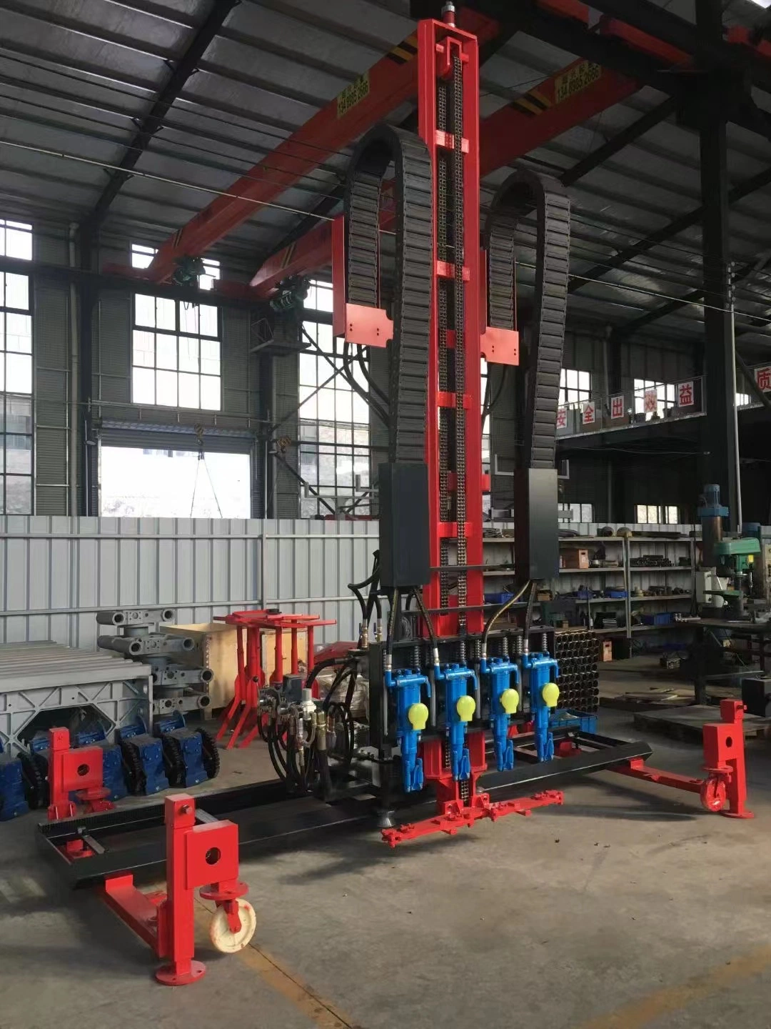 Mobile Rock Drill with 4 Hammers for Vertical Rock Drilling and Quarrying