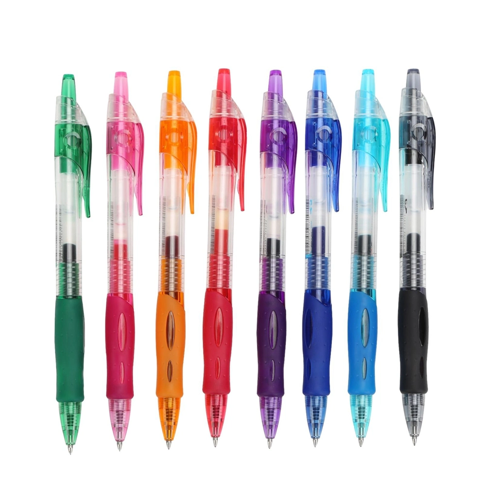 Stylo à gel promotionnel en plastique de 0,7 mm, 8 couleurs les plus vendues.