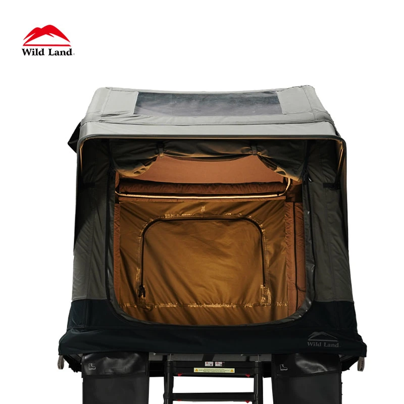 Tenda marca Wildland novo tubo de ar patenteado Design Exterior Car Camping Rooftoptenda com escada Sky Window Air Cruiser Hard Shell Tenda personalizada