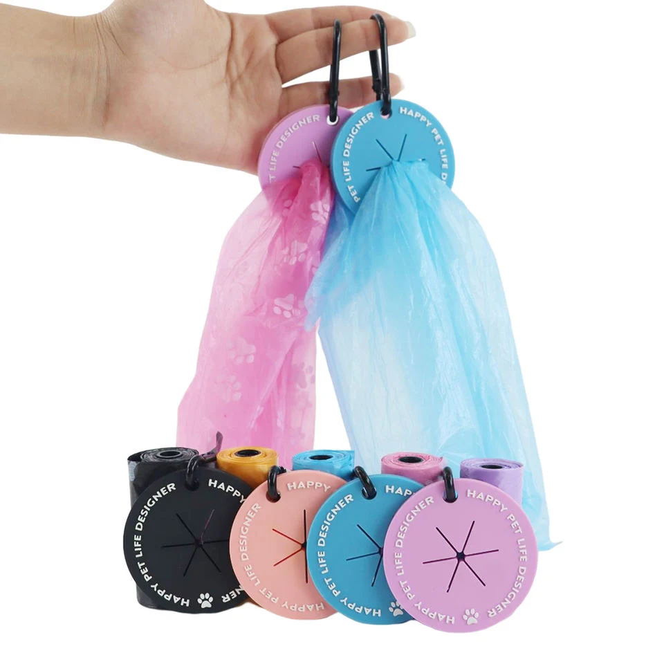 Customize Logo Portable Multi-Color Waterporrf Rubber PVC Waste Bag Clip Dispenser Carrier Pet Dog Poop Bag Holder with Hook