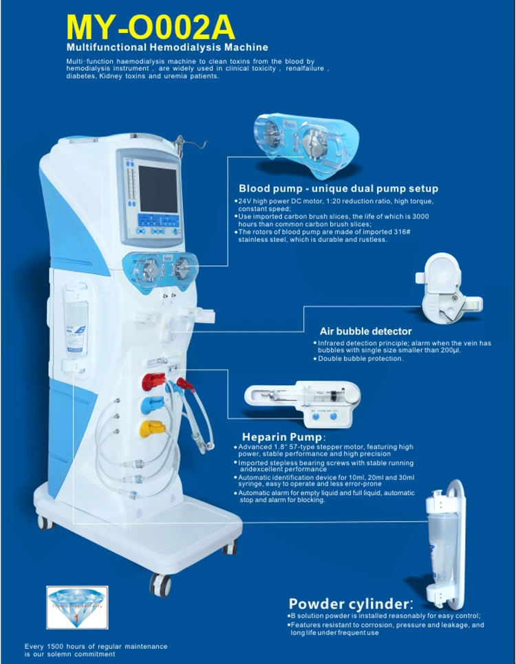 My-O002A Medical Therapy Equipment Hospital Dialysis Kit Dual Pump Kidney Hemodialysis Machine