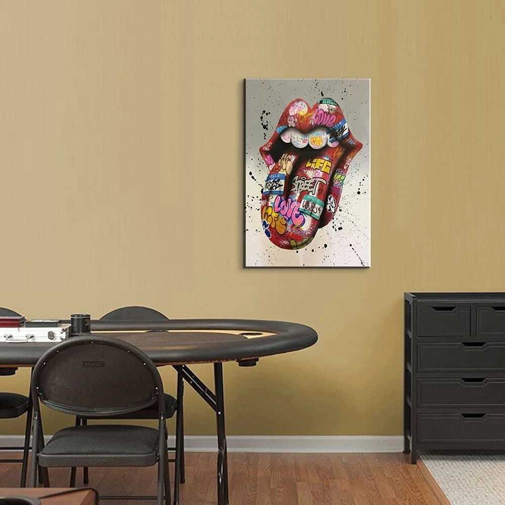 Graffiti Wall Art Graffiti Canvas Wall Art Tongue Graffiti Art Canvas Print Poster Colorful Wall Art