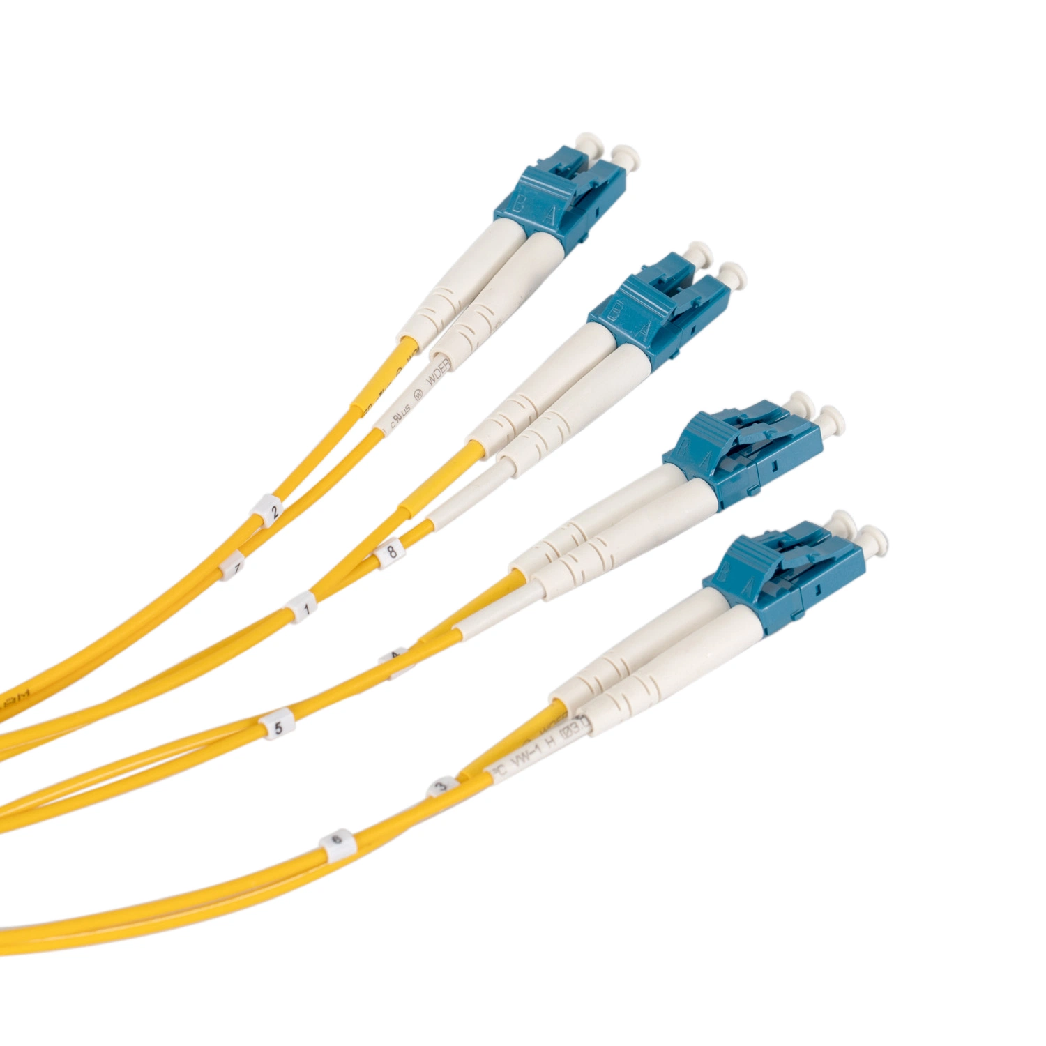 MPO to LC Fiber Trunk Cable 8 Core Yellow Singlemode Fanout MPO to LC Breakout Fiber Patch Cord