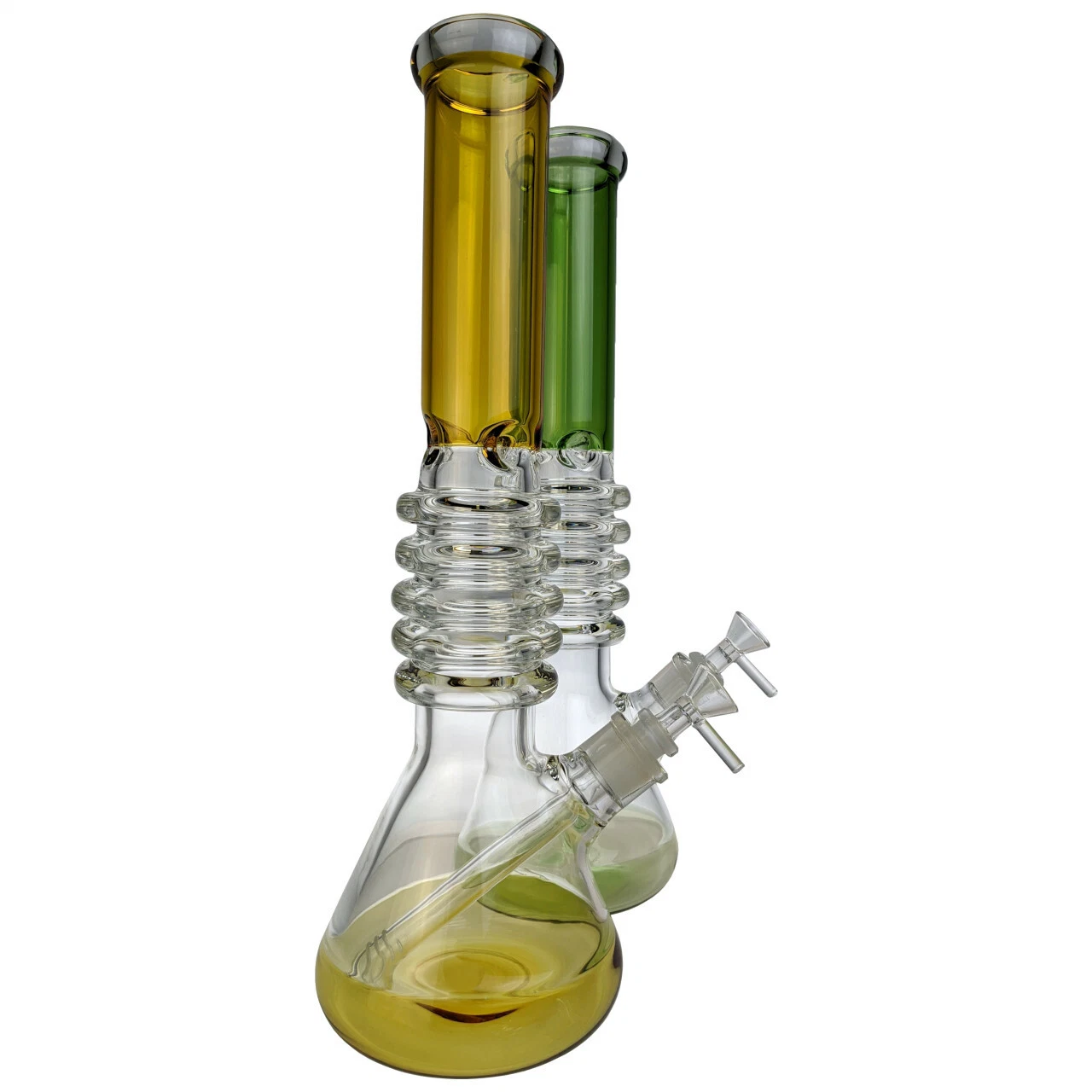 15" 5 Ring Ribbed Beaker Water Pipe - with 14m Bowl Glass Pipe Glass Smoking Pipe Smoke Rolling Paper Water Pipe