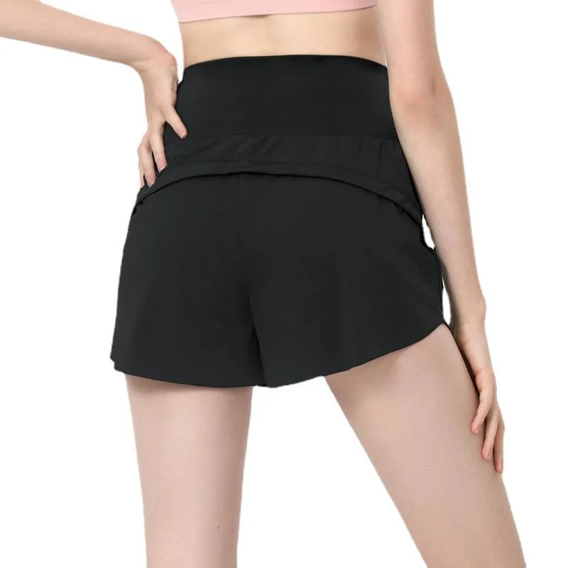 O verão mesmo Estilo desportivo de ioga shorts de cintura elevada mulheres Quick-Drying soltas executando Anti-Light Fitness Calça casual