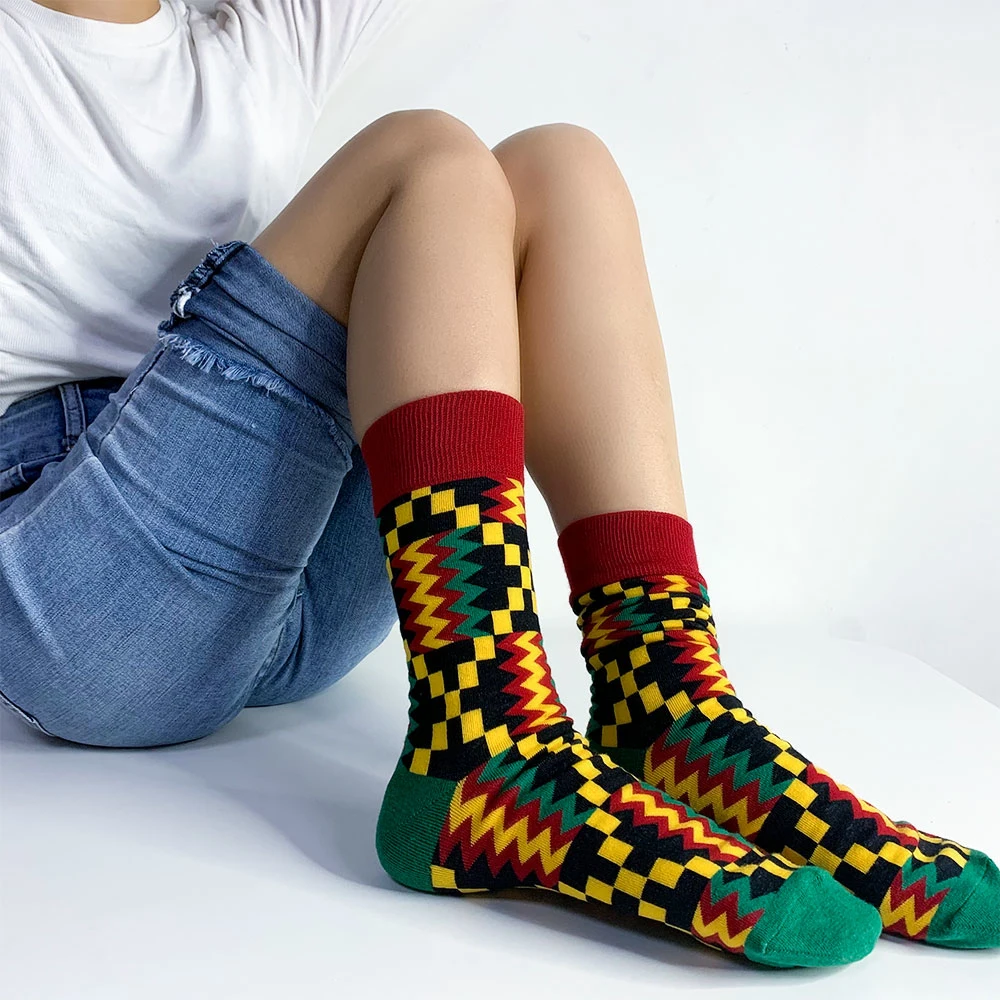 Latest African Prints Kente Pattern Fashionable Unisex Long Socks