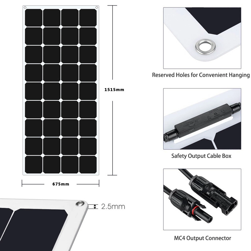 Latest Design Light 185W for RV Marine Boat Flexible Solar Panel