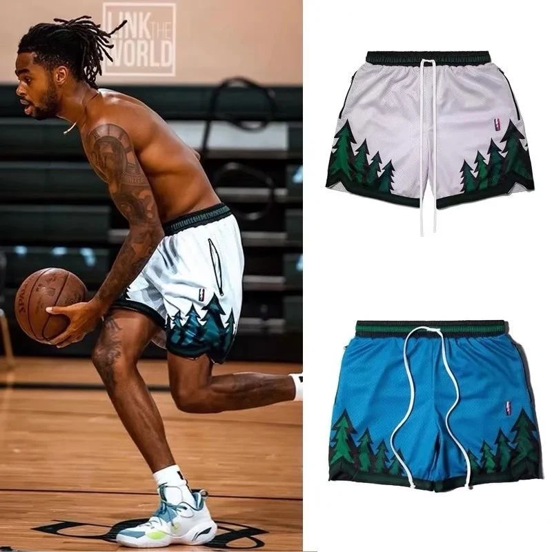 Bordado Throwback Vintage Retro Pantalón corto de baloncesto para hombre con bolsillos