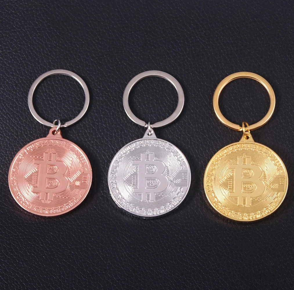 China Fabricante Custom Logo Metal Colgante recuerdo regalo Bitcoin Keychain Encantos