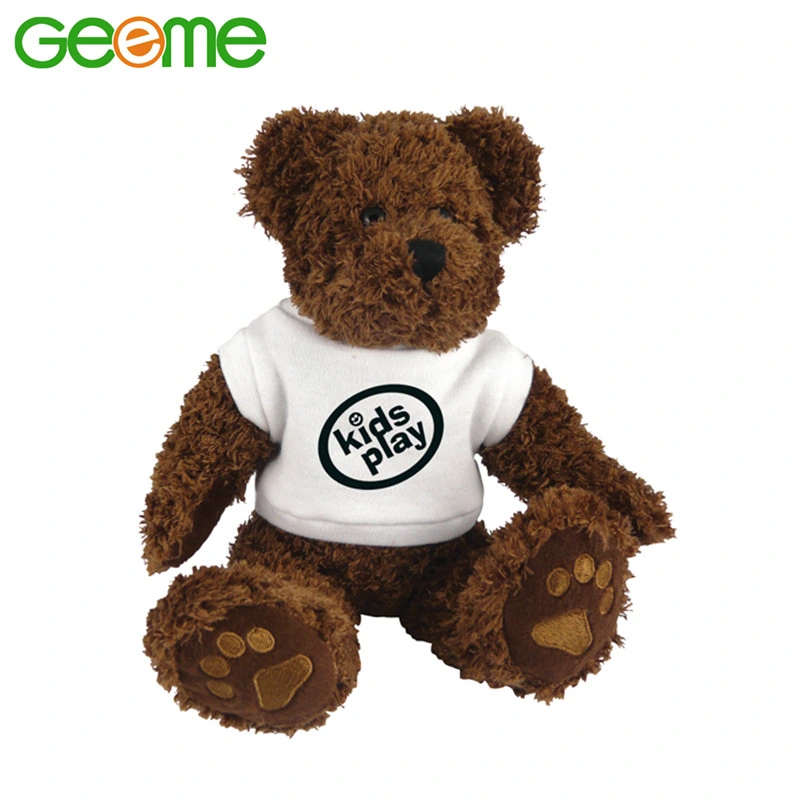 Promoción de peluche de oso negro suave abrazo personalizado con T-Shirt