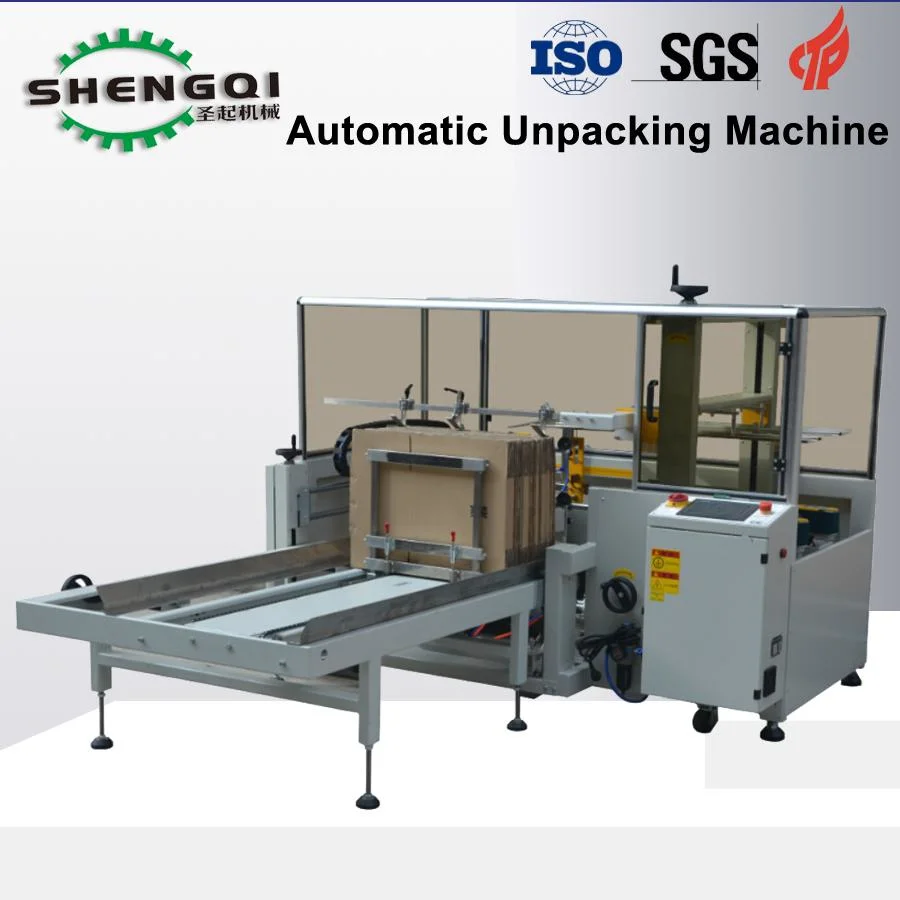 Automatic High Speed Tape Sealing Vertical Type Case Carton Corrugated Box Unpacking Machine