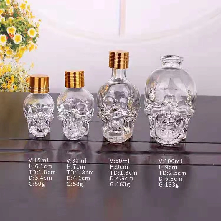 Xuzhou Wholesale/Supplier 15ml 30ml 50ml 100ml Mini bouteilles de vin Skull Avec couvercle Mini-bouteilles d'alcool