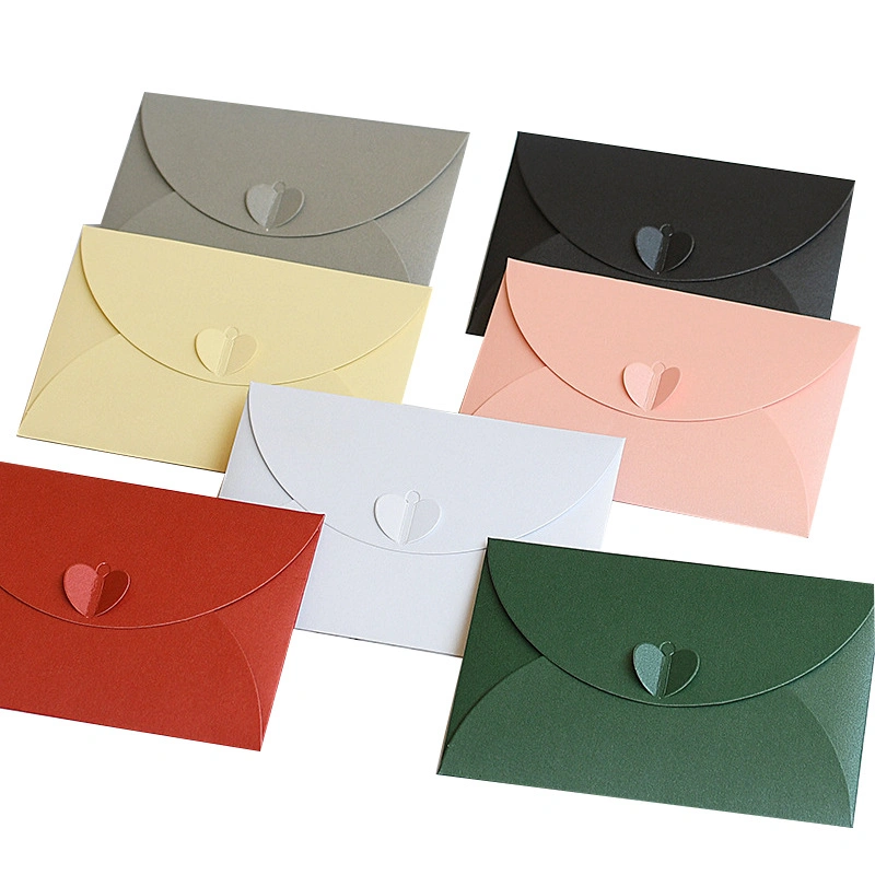 Logo personnalisé Rouge Noir Rose Invitation de mariage enveloppe Carte-cadeau de papier Kraft mini cartes Je vous remercie de l'enveloppe