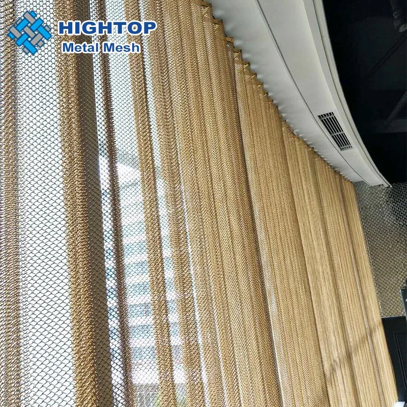 Chain Link Mesh Metal Curtains with Golden Color