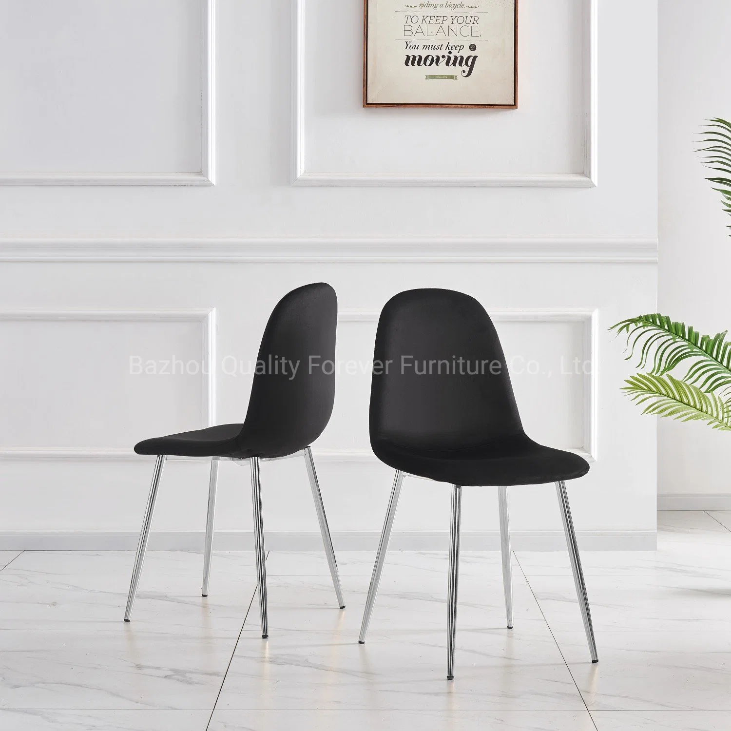 Luxueux style cadre en acier Meubles de café Table ensemble de chaises Café restaurant Meubles Restaurant chaise de loisirs noire