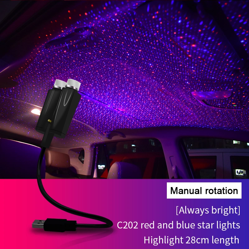 Colours Car USB Light Roof Interior Mini LED Starry Laser Lights Atmosphere Lamp Room Decoration Car Star Lighting