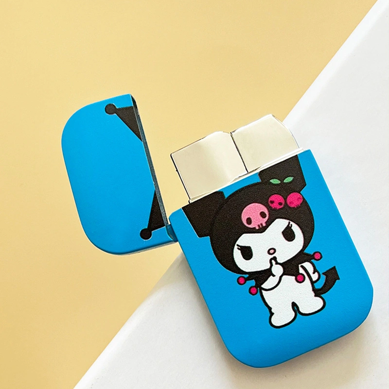 Luminous Shiny Hello Kitty Cartoon Pattern Lighter Woman Gift Gas Windproof Lighter