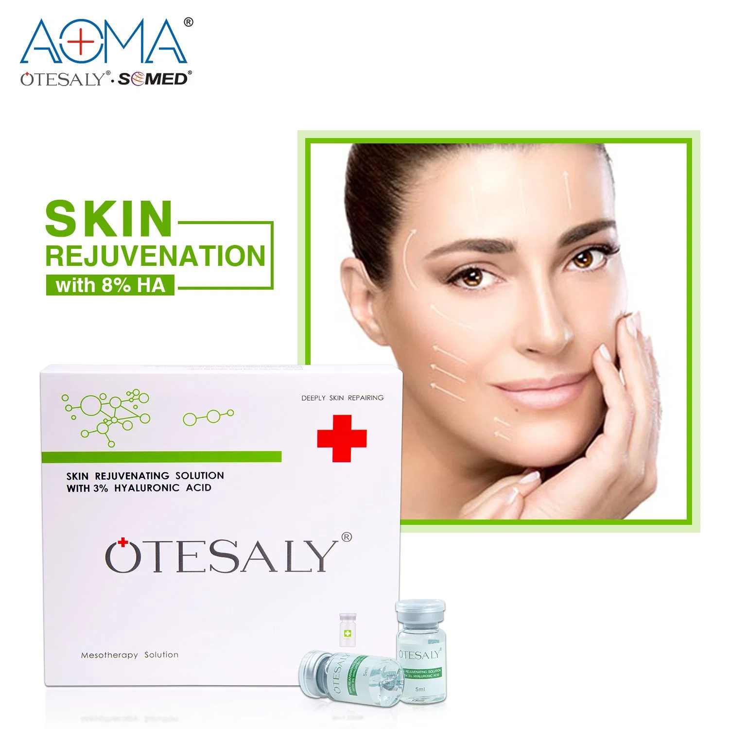 Comercio al por mayor precio Otesaly rejuvenecimiento de la piel con piel seca 3%ha cuidado de la piel envejecimiento Anti Solución mesoterapia
