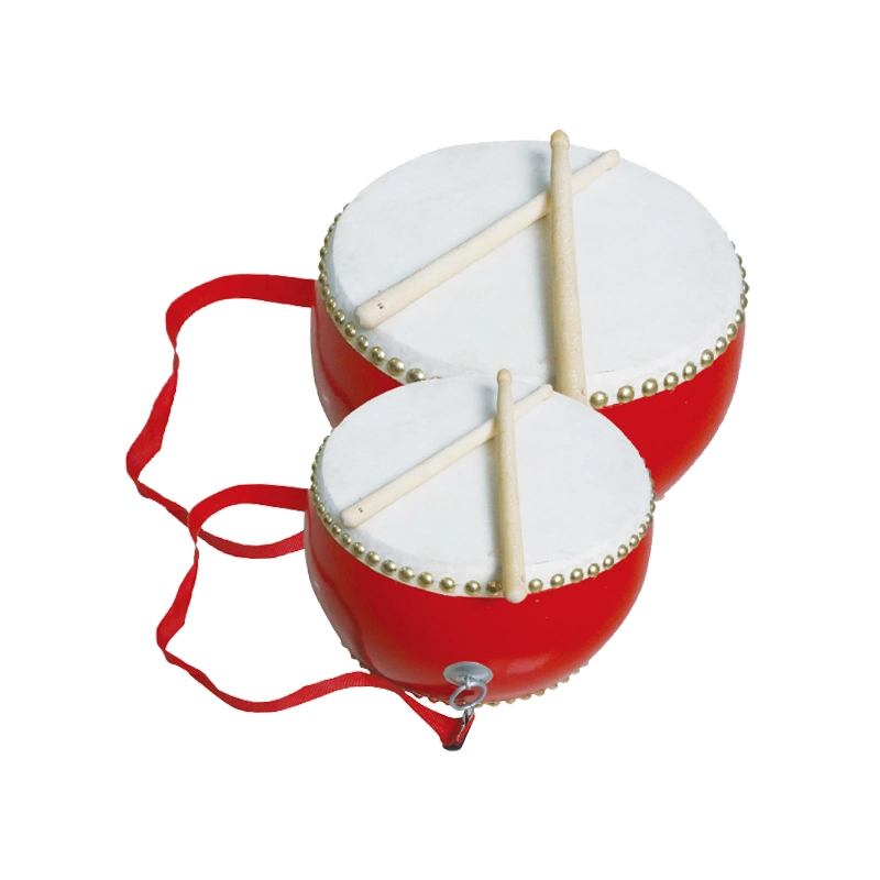 China Traditional Style Instrument Musical Wooden Red Drum Wooden Toys