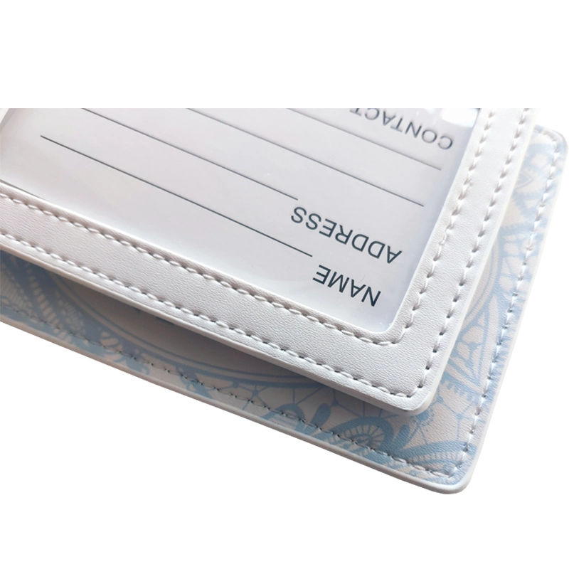 Soft White PU Leather Passport Cover Airplane PVC Business Card Sublimation Custom Leather Luggage Tags