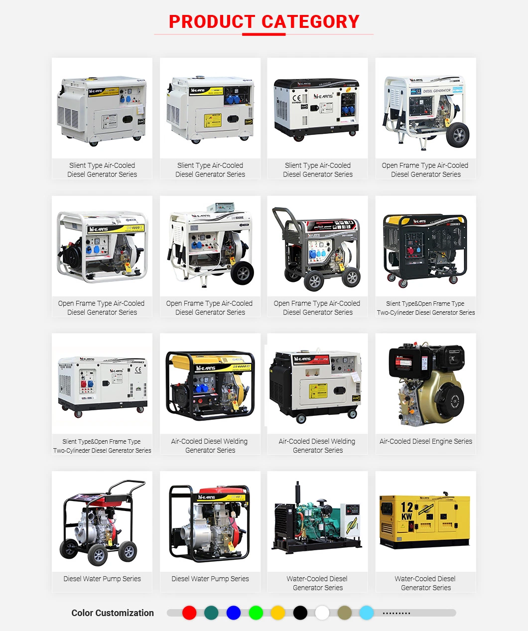 198f AC Single Phase Hi-Earns or OEM Carton with Wooden Plate Gas Generator