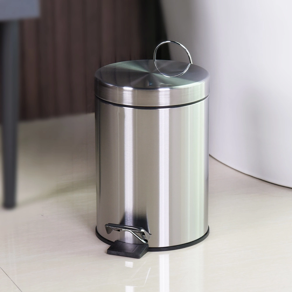 Kitchen Stainless Steel Dustbin Foot Pedal Bins Trash Can with Lid