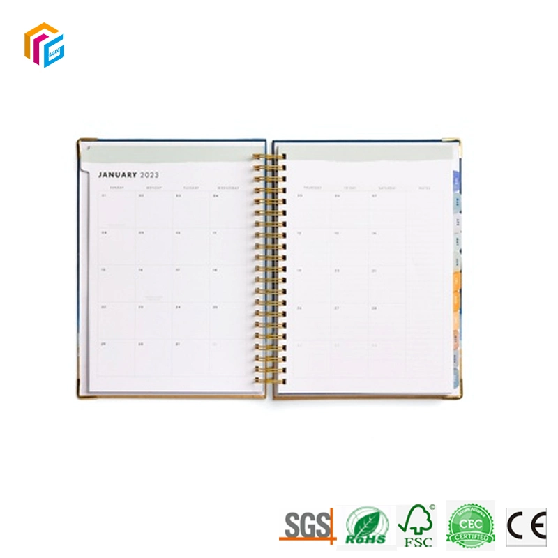 الكمبيوتر الدفتري M5 A4 Spiral Gloil Cover HardCover Wire-O Spiral Planner قرطاسية الطباعة المخصصة