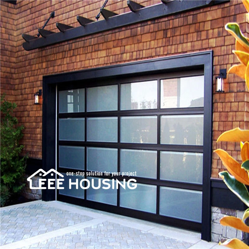 China Factory Supply Full View Custom Roll up Glass Garages Door with Black Aluminum Frame