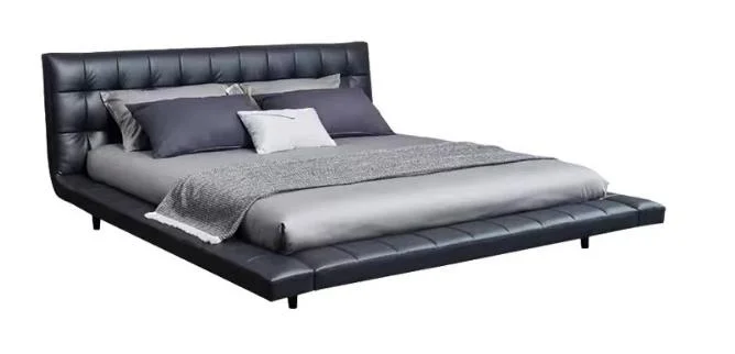 Italian Luxury Modern Bedroom Furniture Genuine Leather King Size Bed