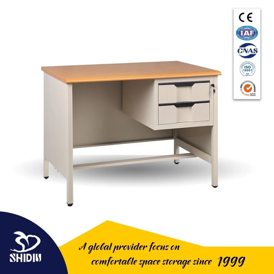 Modern MDF Office Desk Solid Metal Computer Table with File Drawers