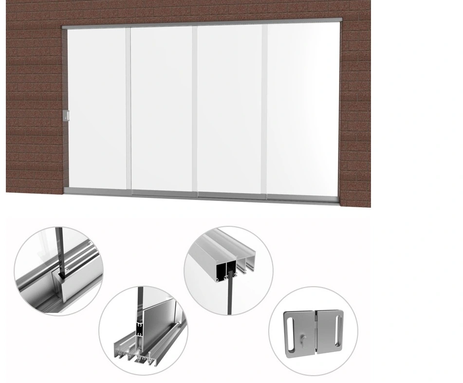 Office Access Use Automatic Operation Frameless Glass Sliding Door