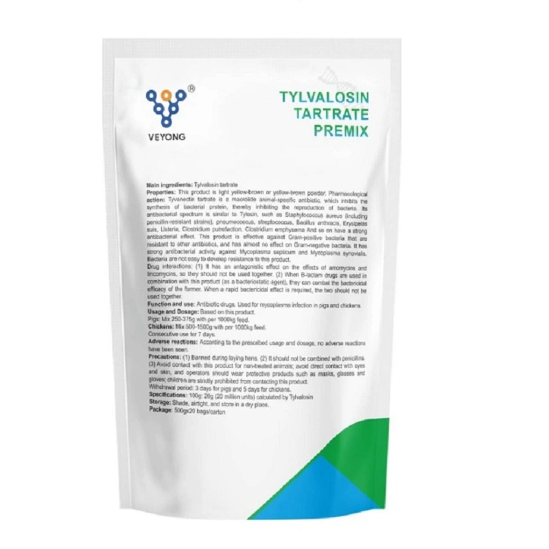 Antibiotic Pharmaceutical Supply Chemical Raw Material Tylvalosin Tartrate Premix for Chicken, Swine