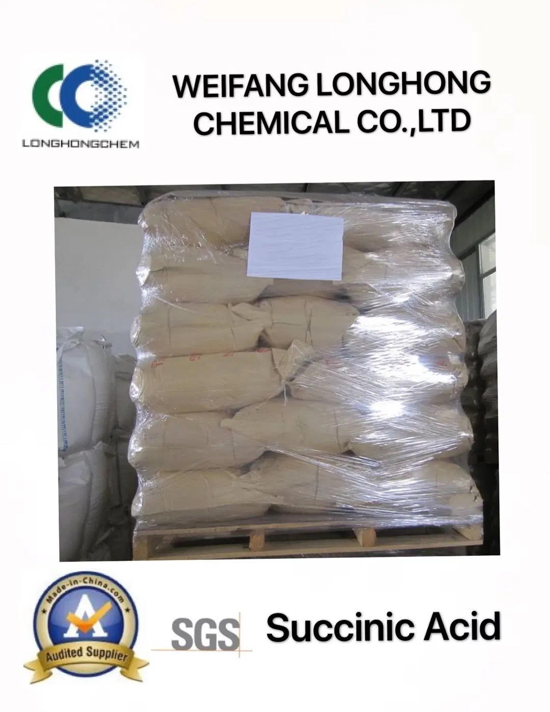 All Biodegradable Succinic Acid Widely Used in Surfactant Industry CAS No. 110-15-6