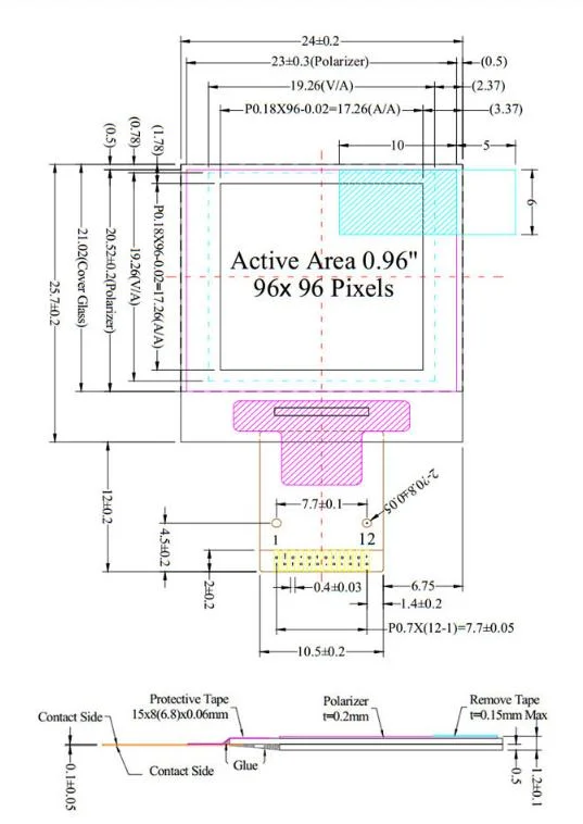 0.96 Inch 128X64 Small Monochrome OLED Micro Display