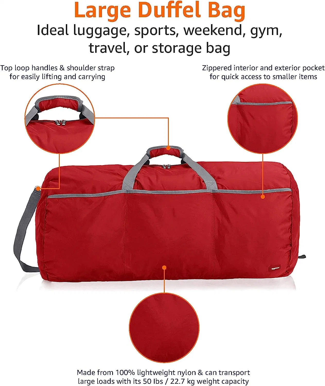 Softside Handbag Luggage Bag Basics Large Nylon Duffel Travle Bag